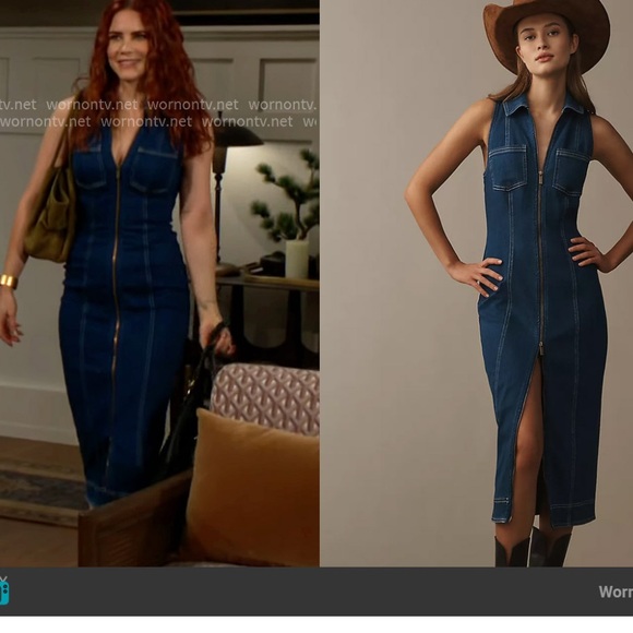 ANTHROPOLOGIE FITTED DENIM PILCRO MIDI DRESS COLOR DENIM DARK  XL NWT - Picture 4 of 14